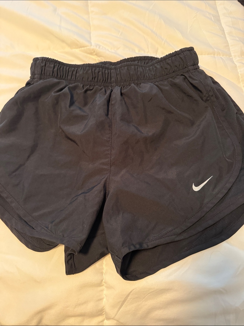Nike Women's Black Athletic Running Shorts with White Swoosh
